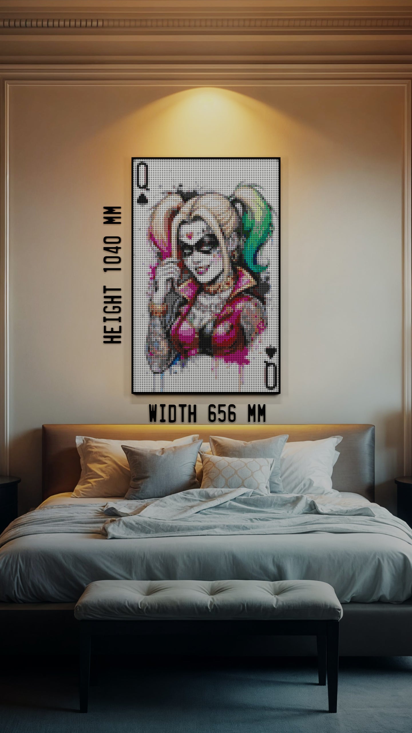 Harley Quinn DC Joker LEGO® Style mosaic pixel art design for display